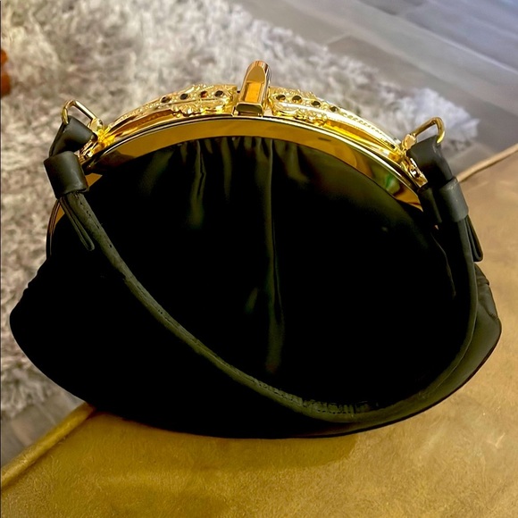 Vintage Handbags - Vintage Black and Gold Clutch Bag